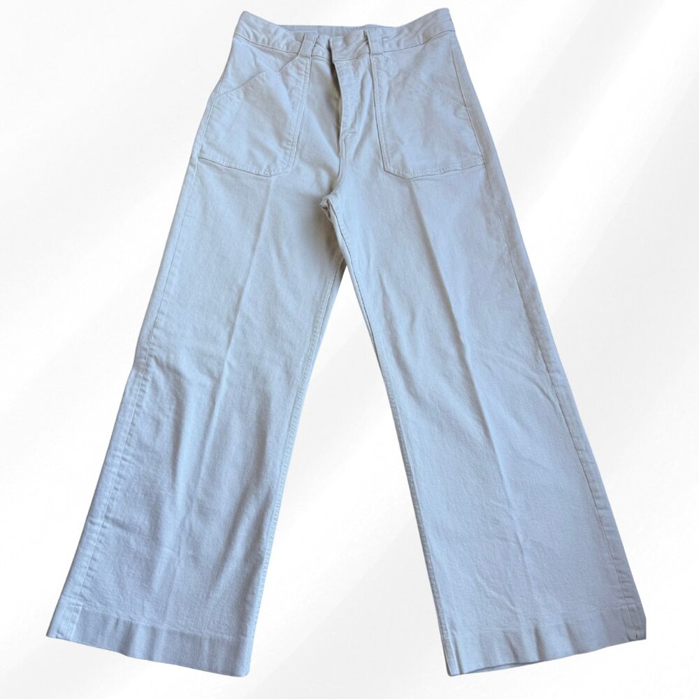 ZARA High Rise Cargo Pants Tan Beige Straight Leg Utility Trousers 10
